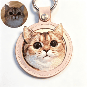 Custom Pet Memorial 3D Charm Cat Dog Tag Keychain Bag Pendant Handmade PU Leather Personalized Gift